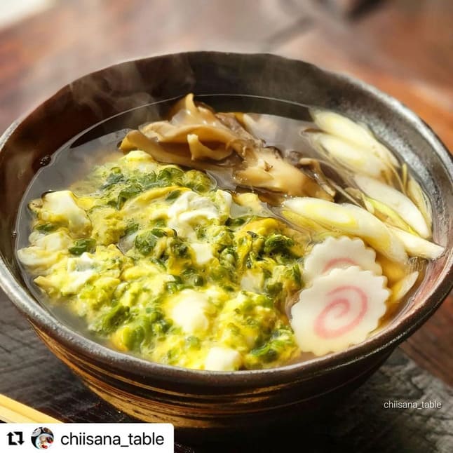 めかぶでふわ卵うどん